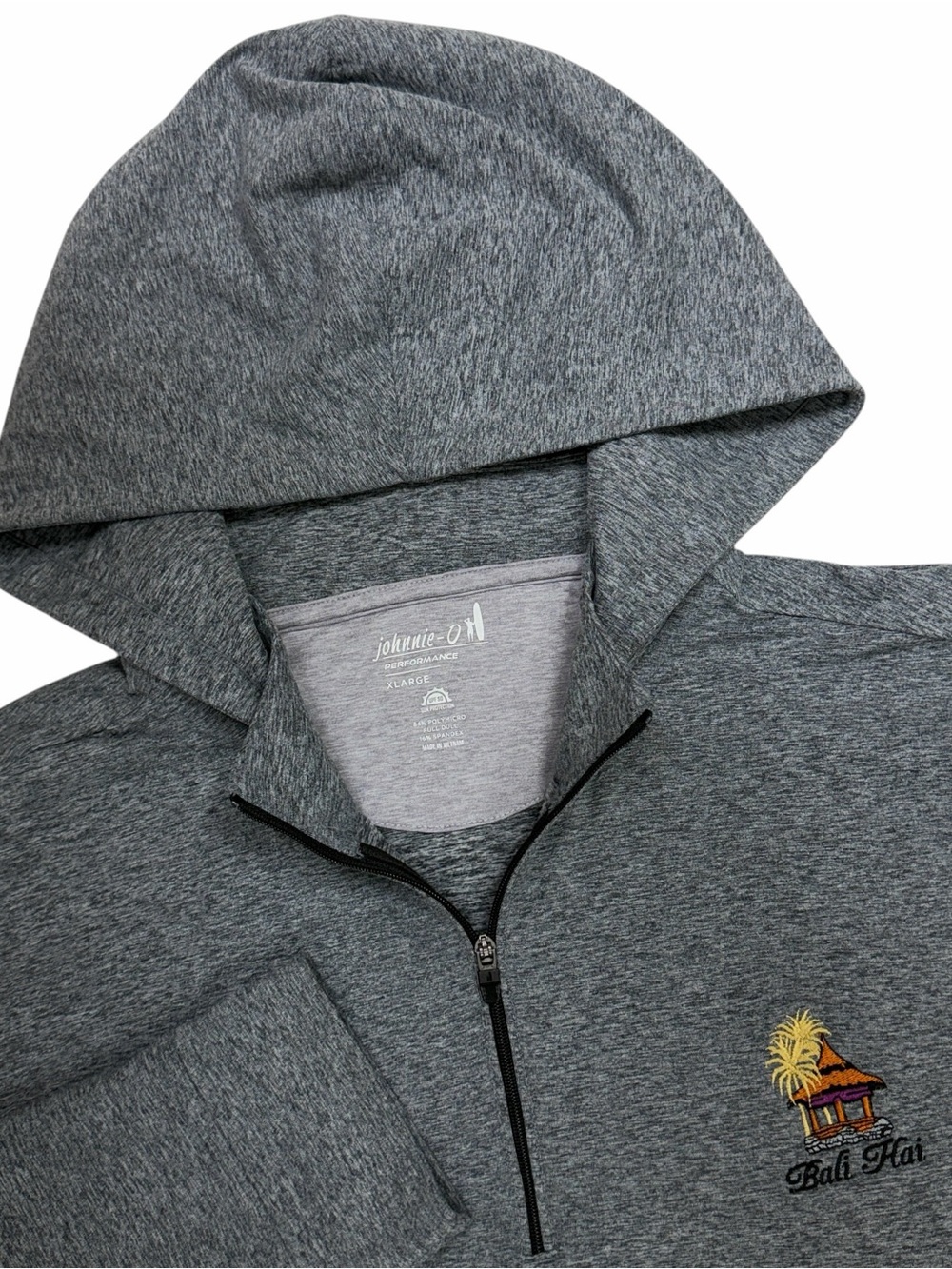 Johnnie O Hoodie Mens XL Grey Slaton Lightweight Performance Golf UPF Zip Hybrid